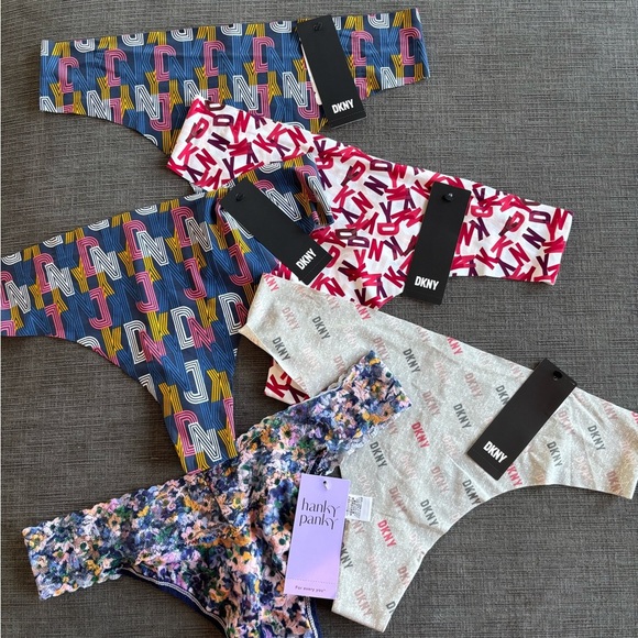 NWT DKNY/Hanky Panky Colorful Patterned Thongs Set of 5, XL (hanky panky is OS) - Picture 1 of 5